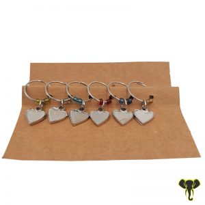 Nickel Valentines Day Heart Themed Wine Charms (Set of 6)